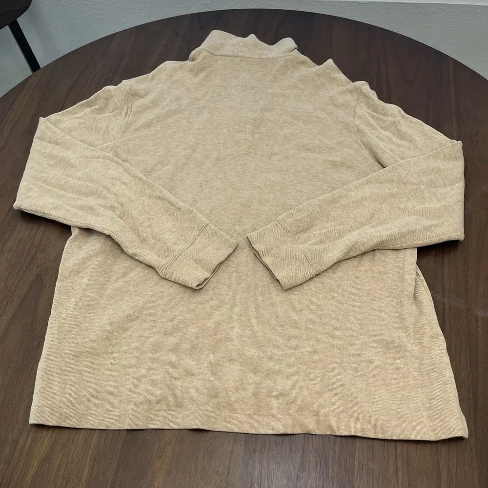 Polo Ralph Lauren Sweater Men's XL Beige Estate Rib Quarter 1/4 Zip Tight Knit
